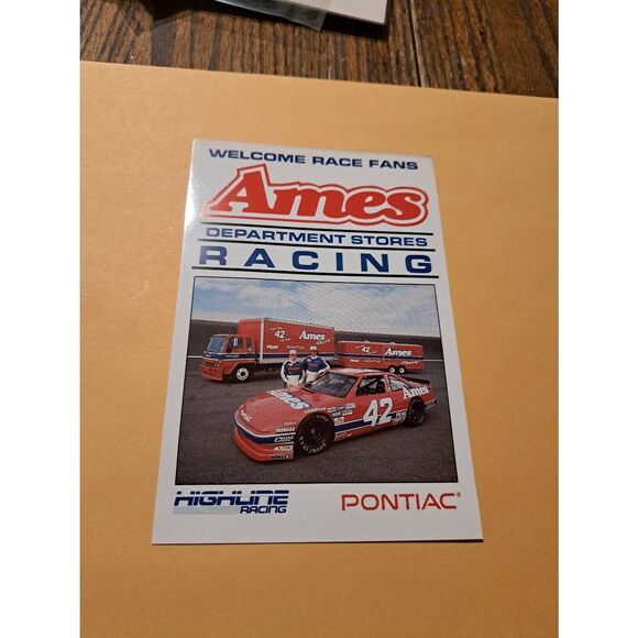 Vintage Kyle Petty Todd Bodine Ames 42 Pontiac Racing Postcard Dept Store NASCAR - Picture 1 of 2